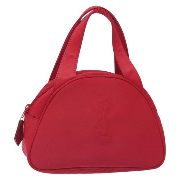 SAINT LAURENT Hand Bag Nylon Red Gold Auth yk18695 - Picture 1 of 16